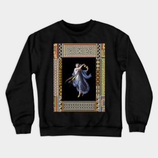 DANCING MAENAD WITH CYMBALS ,ANTIQUE ROMAN PAINTING WITH POMPEII MOSAICS PATCHWORK Crewneck Sweatshirt